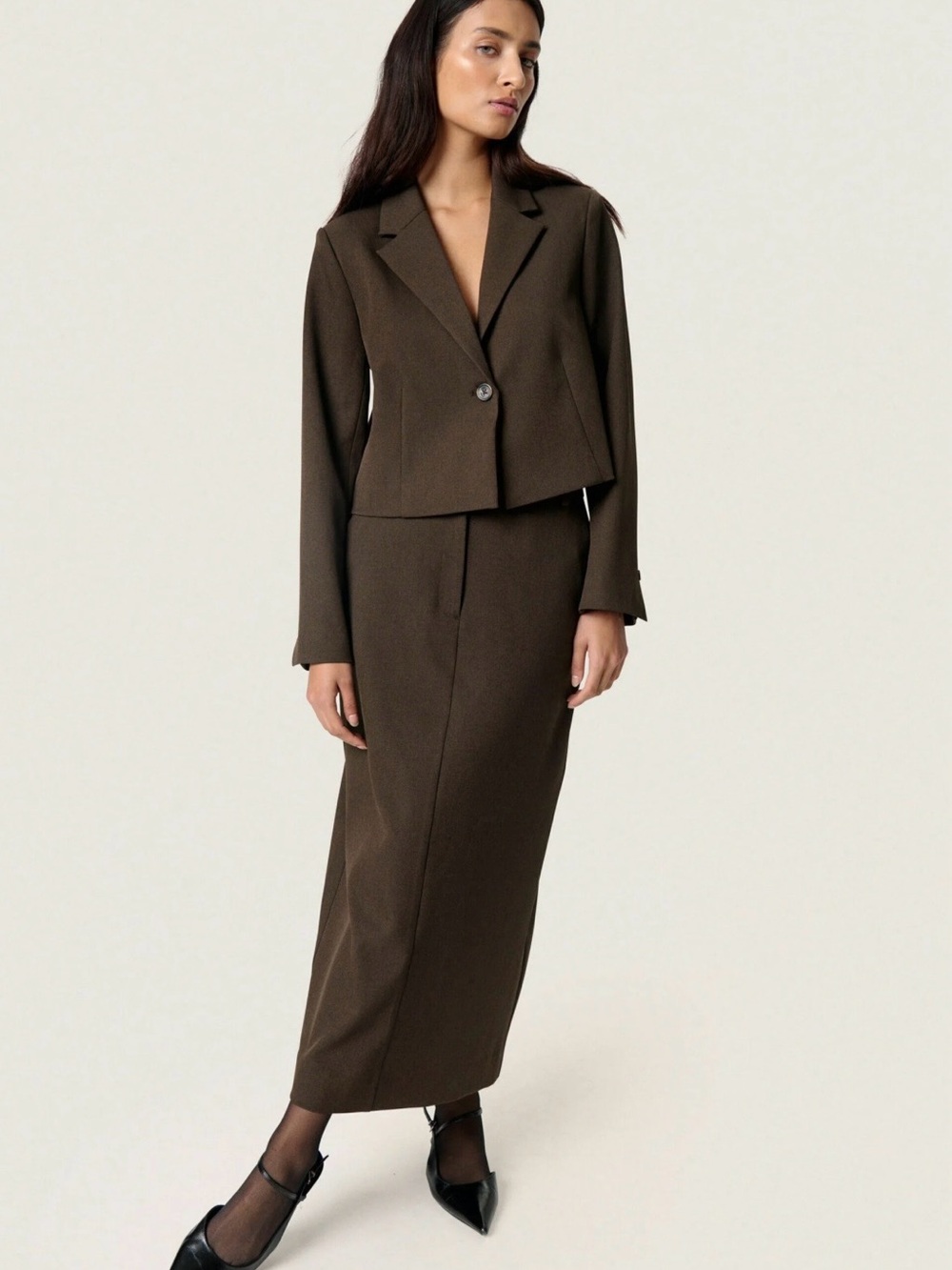 Women's Maxi Skirt in Dark Brown — Tailored Long Pencil Skirt